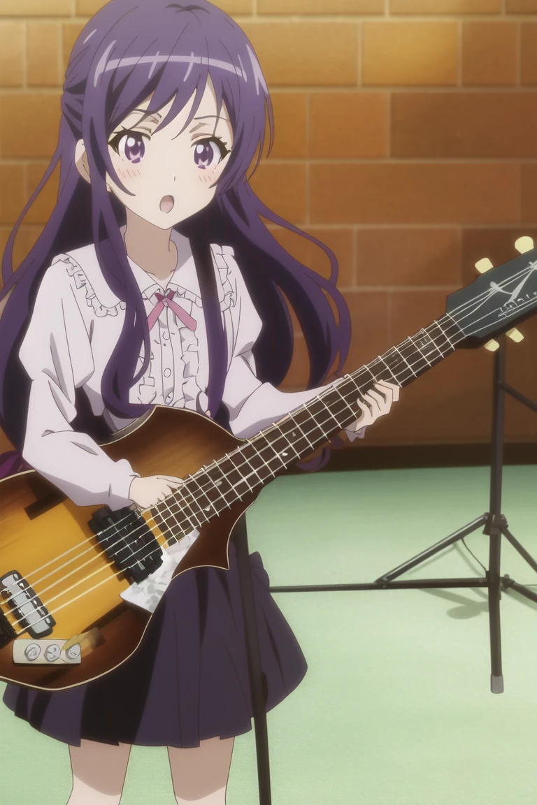 <lora:Tenshi no 3p!_momijidani nozomi:0.7> momijidani nozomi, TenshiBassGuitar, 8k, masterpiece, absurdres, anime, screencap,