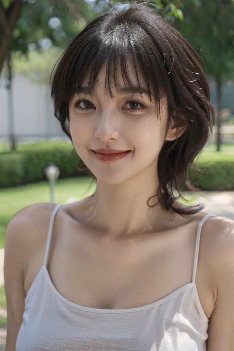 1girl, depth of field, skinny, collarbone, face, rubberband, smile,collarbone,  close-up, blowing kiss, huge breasts,