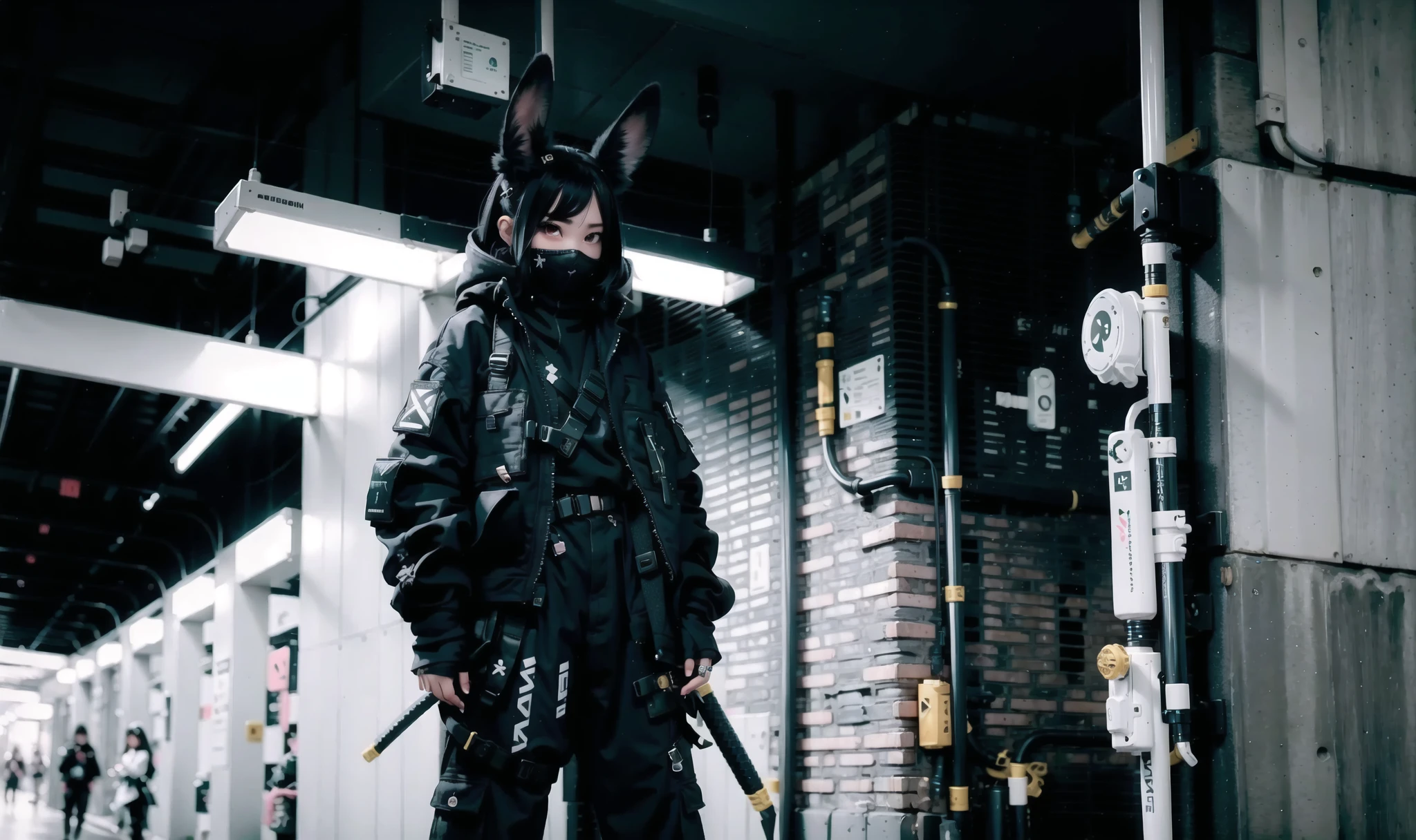 nijilorabunny urbansamurai best quality, on the streets of a cyberlunk galaxy city, very detailed <lora:nijilorabunny:0.7>
AND a nijigirl with bunny - ears, wearing techwear clothing, samurai, katana, milky long wavy hair, warm grin, a huge diamond necklace, big beautiful cobalt ODD eyes <lora:urbansamurai_v0.3:0.65>