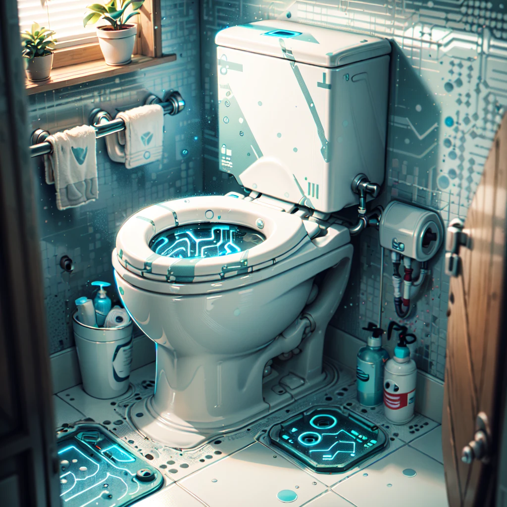 <lora:CircuitBoardAI:.8>, CircuitBoardAI wc, toilet