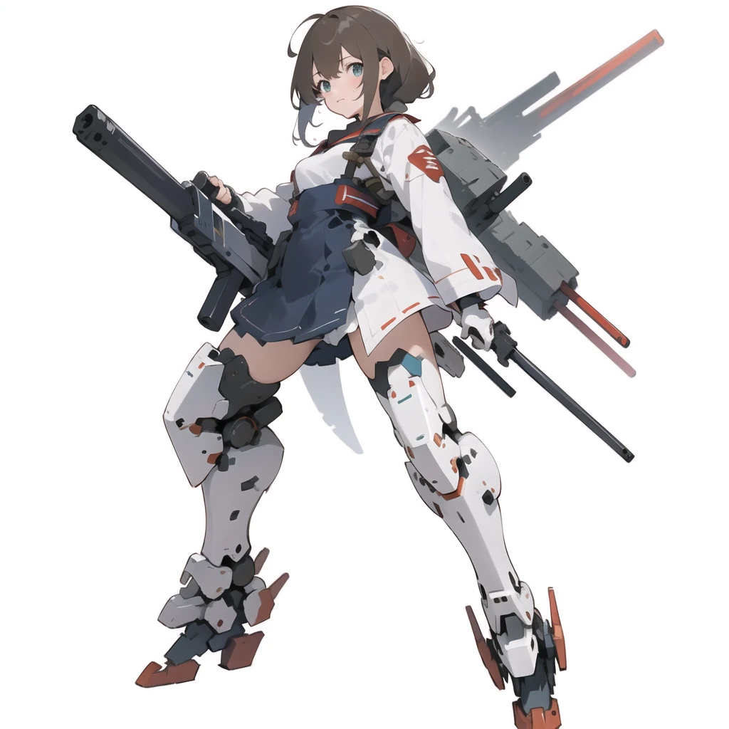 solo,standing,1 girl,robot,ShigureKancolle,mecha,science fiction,weapon,gun,white background,holding,holding weapon,mechagirl girl,<lora:mechagirl_v1a:0.8> <lora:ShigureLORA-000006:0.6> <lora:flat2:1>