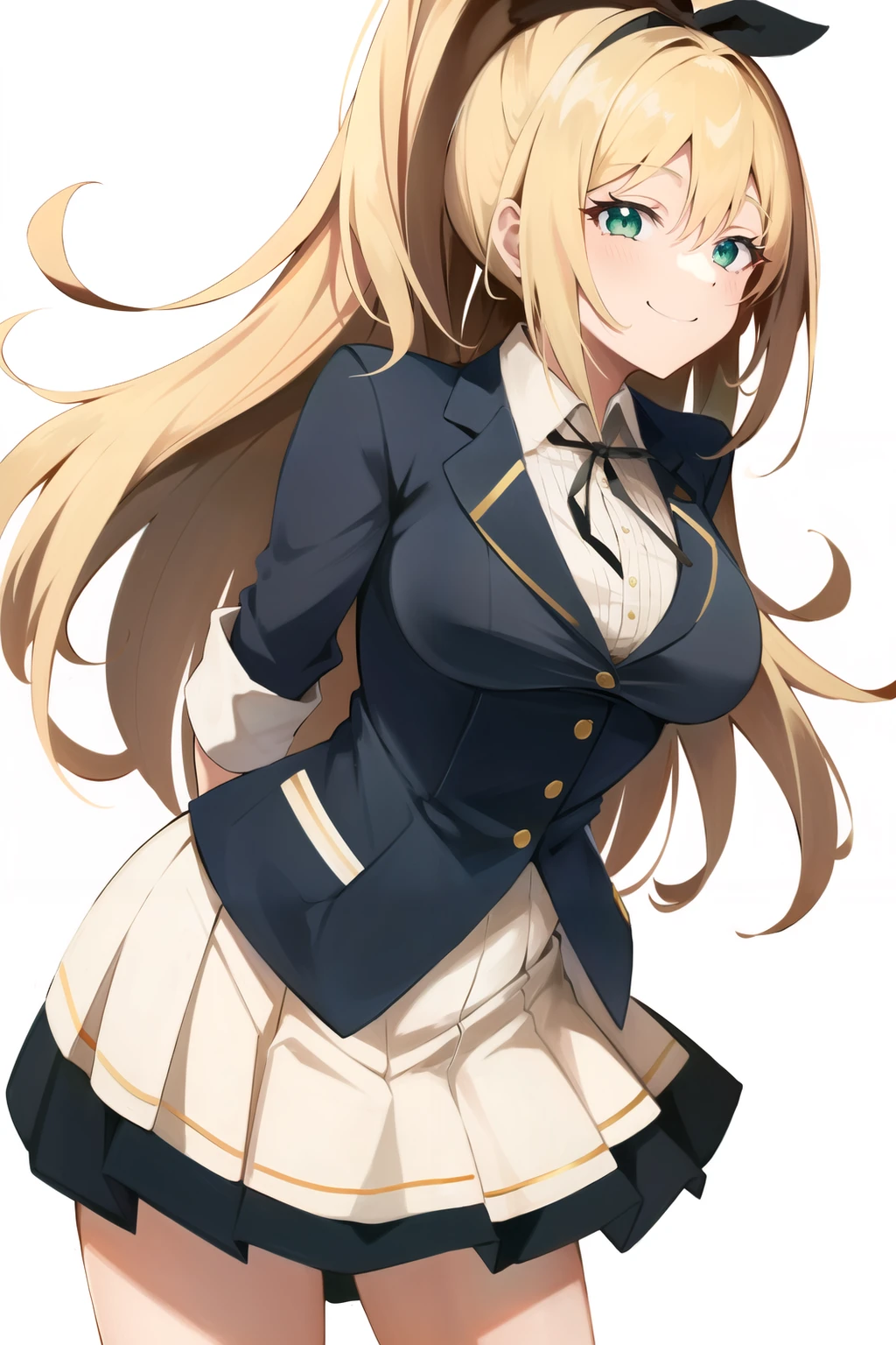 Anime girl in uniform with long hair and a bow - SeaArt AI