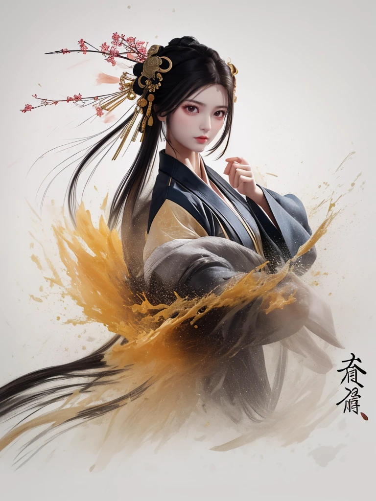 dramatic angle,(fluttered detailed ink splashs), (illustration),(((1 girl))),(long hair),(rain:0.6),(expressionless ,hair ornament:1.4),there is an ancient palace beside the girl,chinese clothes,(focus on), color Ink wash painting,(ink splashing),color splashing,((colorful)),[sketch], Masterpiece,best quality, beautifully painted,highly detailed,(denoising:0.7),[splash ink],yin yang
 <lora:WuMo2:1>