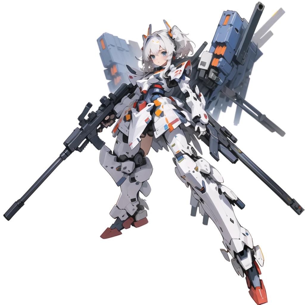 solo,standing,1 girl,robot,mecha,science fiction,weapon,gun,white background,holding,holding weapon,mechagirl girl,<lora:mechagirl_v1a:0.8> <lora:sherylnome1:0.6>