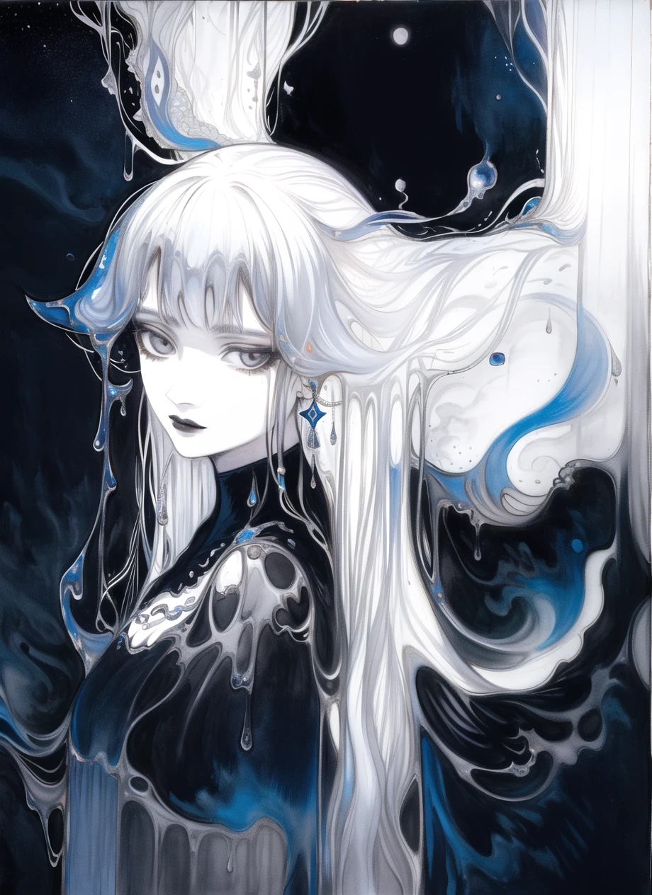 amano yoshitaka,
1girl, (dark dim dramatic atmosphere)+ 8k portrait of a girl with super long aurora hair, hair dissolving+ into bright stars, in drip modern clothing, intricate, highly detailed, digital painting, smooth, sharp focus, illustration, ((masterpiece))
<lora:amano_yoshitaka_offset:1.25>