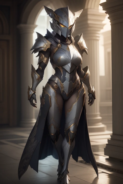 masterpiece, best quality,1girl,armorsuit,full body, looking at viewer, Sage Gray armor,