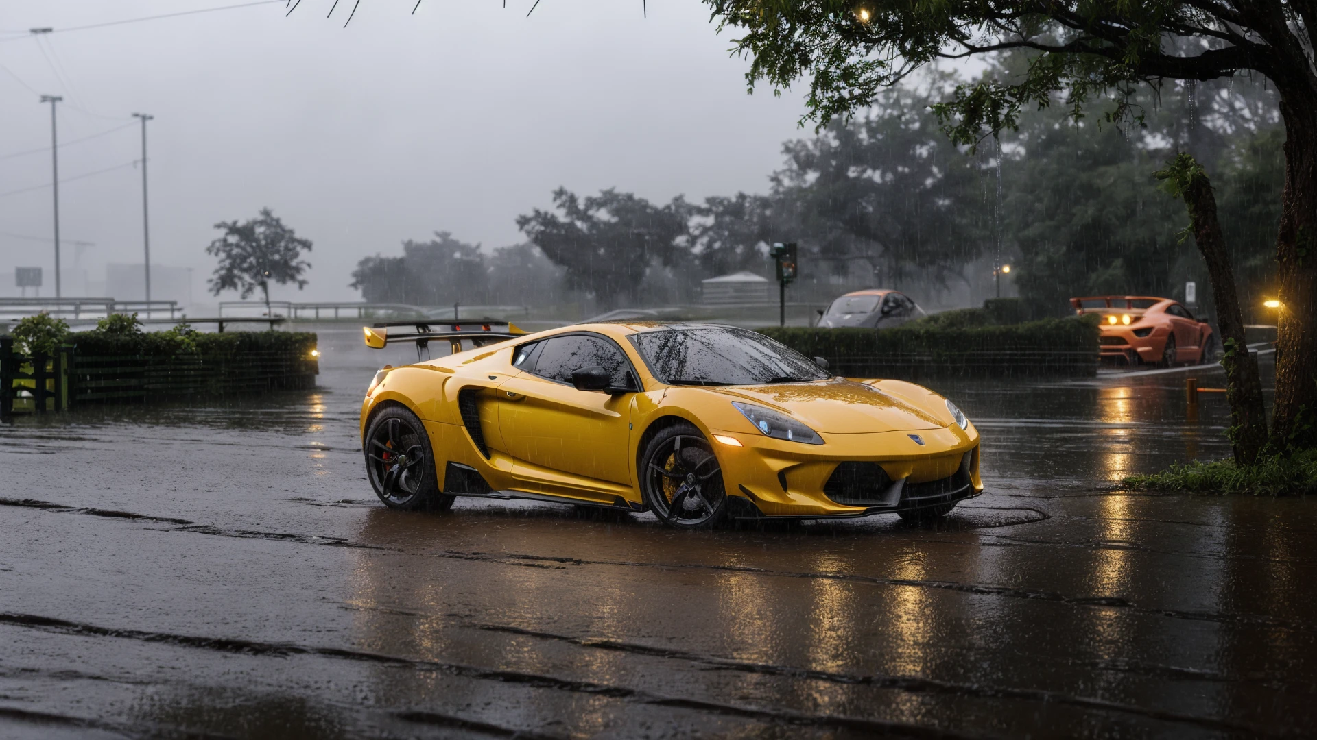 ((Cinematic Oragani photograph of a 1supercar in heavy rain at night)) <lora:OraganiPhotography:1>, 8k, 4k, detailed, attractive, beautiful, impressive, photorealistic, realistic, cinematic composition, volumetric lighting, high-resolution, vivid, detailed, stunning, professional, lifelike, crisp, flawless, DSLR, 4k, 8k, 16k, 1024, 2048, 4096, detailed, sharp, best quality, high quality, highres, absurdres