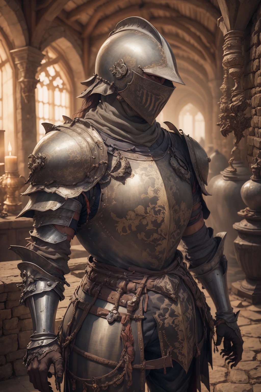 masterpiece, best quality,1boy,medieval armor,upper body, looking at viewer,