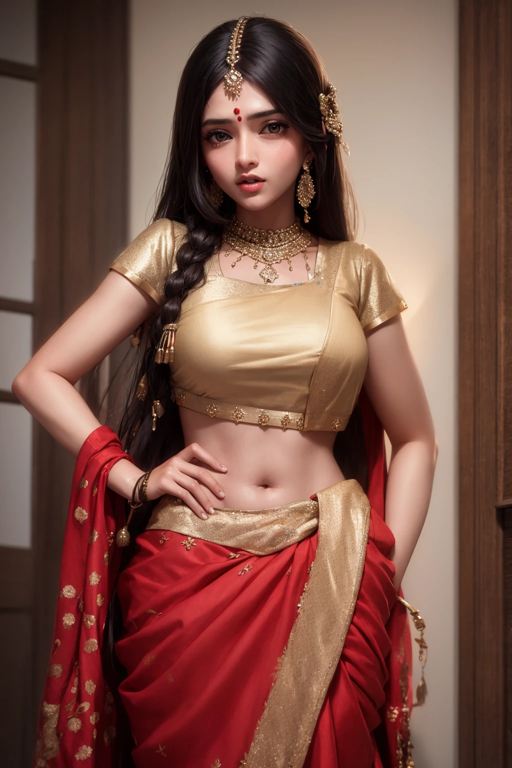 ultra detailed 8k cg, indian woman, sari