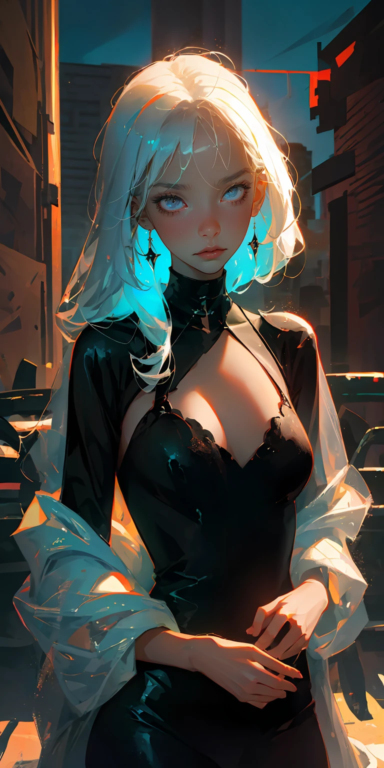 (best quality, masterpiece), 1girl, dark mood, city