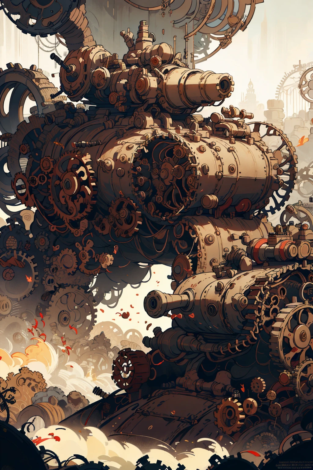 teamPunkAI , Cogpunk tank on battlefield
steampunkai, cogpunkai,
 <lora:SteamPunkAI:0.6>