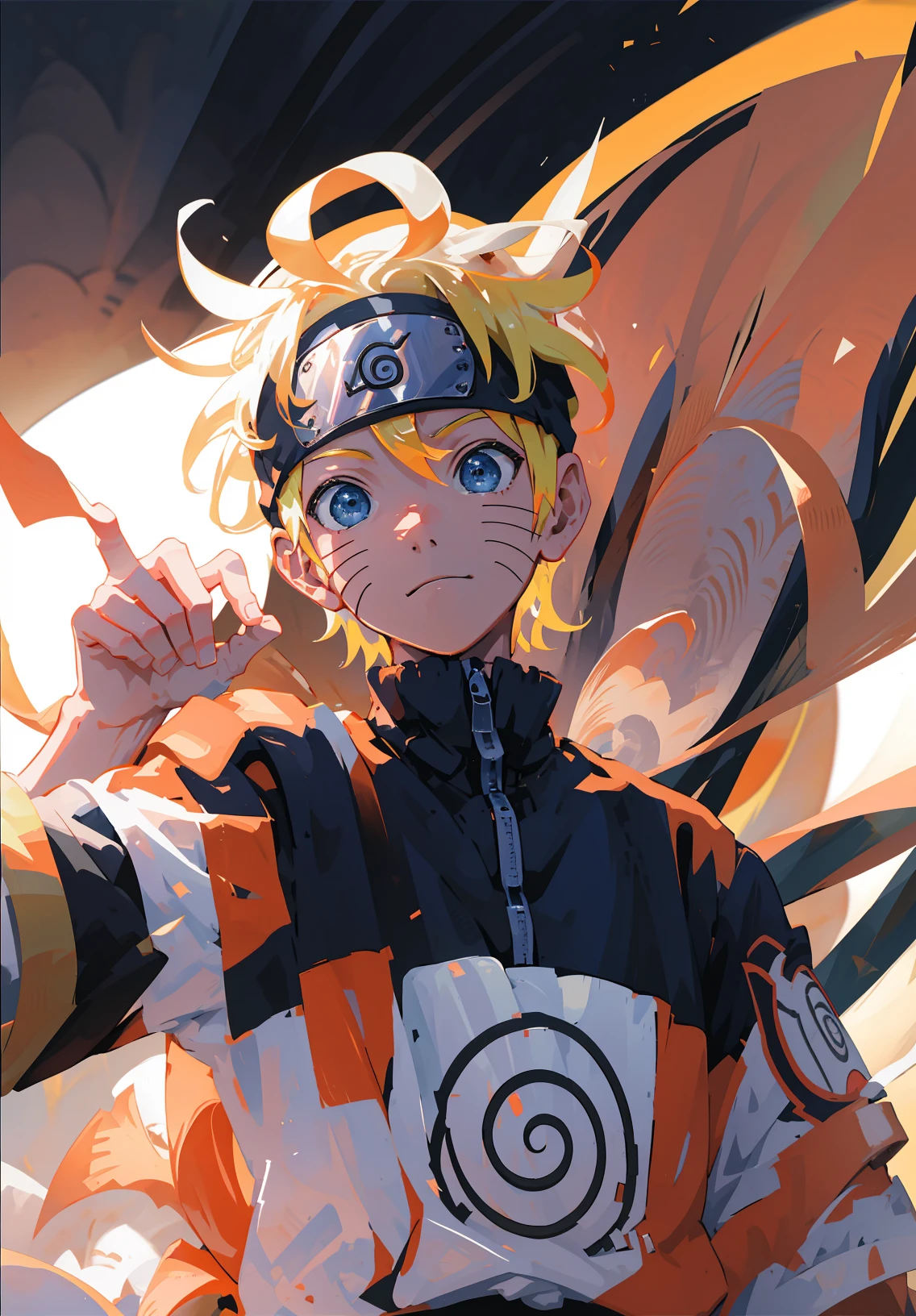 uzumaki naruto, 1boy,  <lora:Narutov2:1>, masterpiece, best quality,upper body,portrait, looking at viewer,close up,  white shirt, sunshine, novel illustration,blurry foreground,