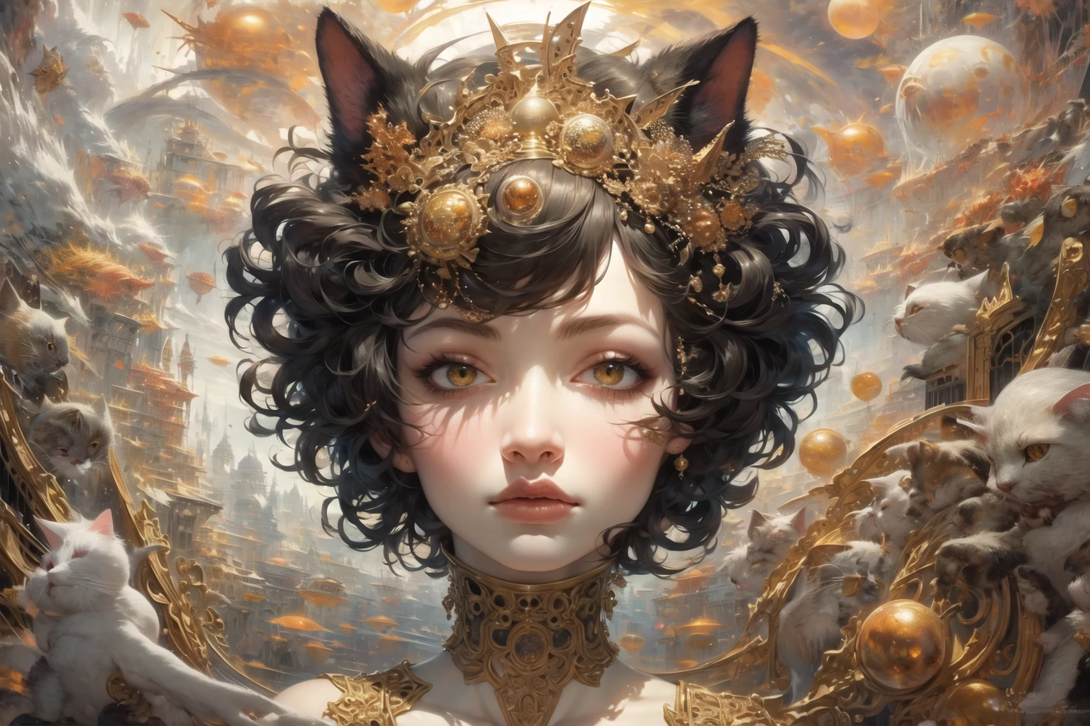 masterpiece, best quality,1girl, face, (godly:1.25), (monarch:1.05), (creation:1.25), (matter:1.2), furrowed brow, Cat Suit, salon<lora:gpts4 lite dreamwave_278580:1>