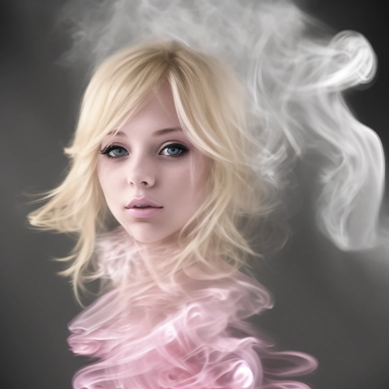 blonde girl from pink smoke <lora:Smoke:1>