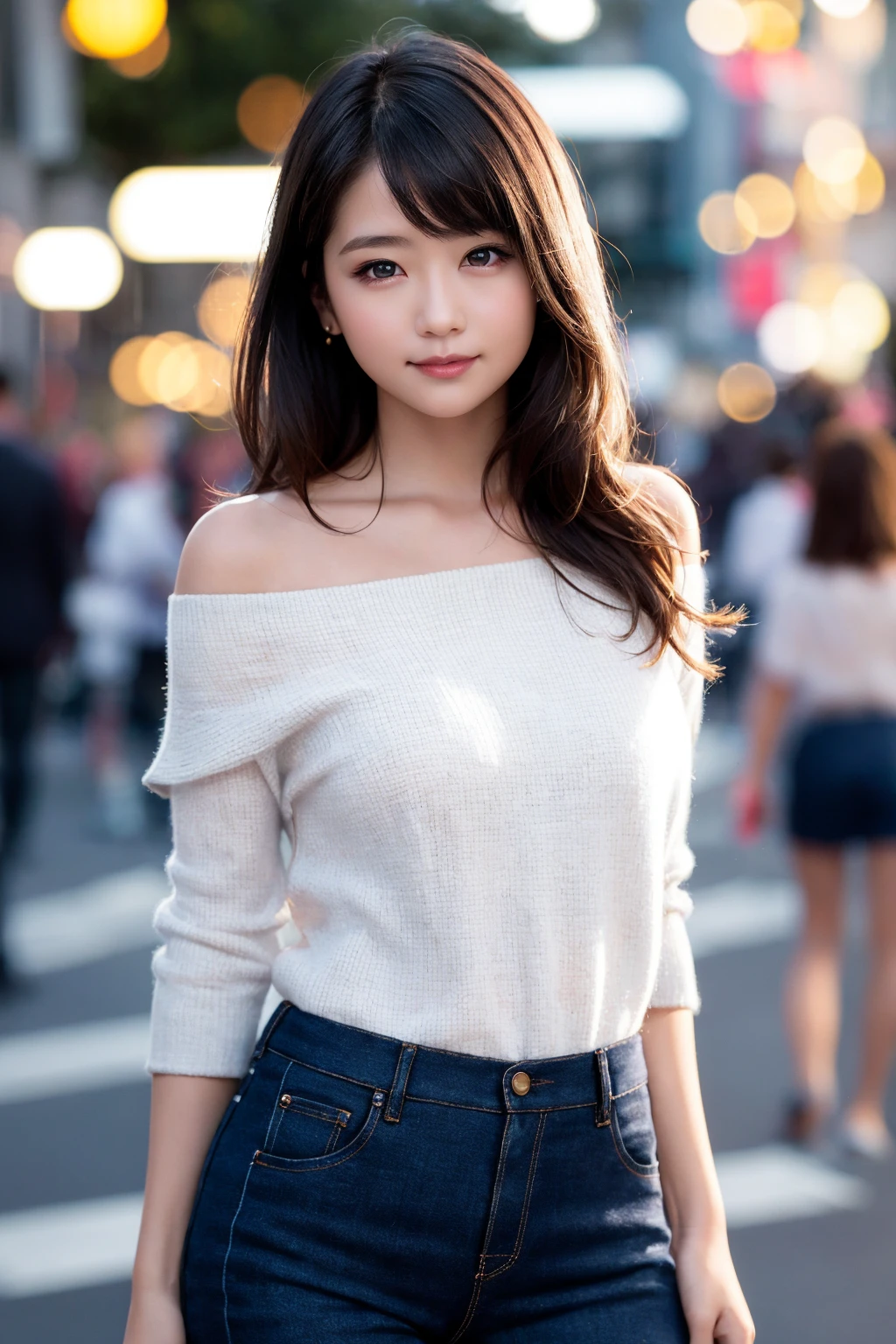 1girl, (looking at viewer),  (bokeh:1.1), closed mouth,light smile, realistic, arm up, off shoulder,
pants, skyline,
best quality, (photorealistic:1.4), ultra highres, <lora:ArimuraKasumi1-000014:0.55>