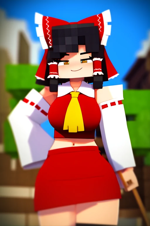 minecraft, RTX, masterpiece, high quality, highres, ((momiji inubashiri)), maple leaf, white wolf ears, white wolf tail