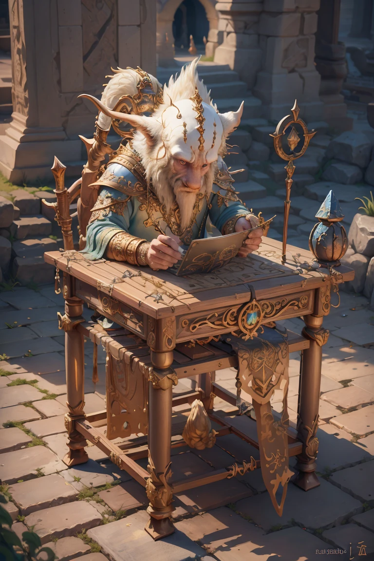 best quality, masterpiece, ultra high res, (photo realistic:1.4),  absurdres, surrealism, dream-like,
a fantasy creature, Runesmith, rune magic, enchanted weapons, glyph crafting, magical inscriptions, ancient symbols, runic power,
IvoryGoldAI,   <lora:IvoryGoldAIv2:0.9>