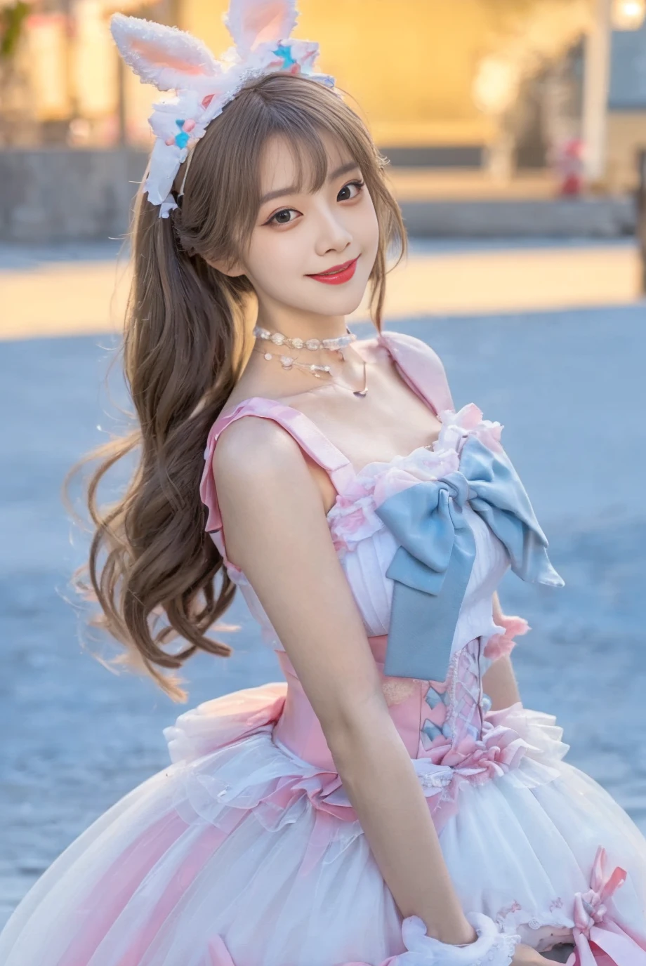 1girl, solo,mix4, (realistic:1.1), (photorealistic:1.1), (masterpiece:1.1), (best quality:1.1), ultra detailed, looking at viewer, smile,sweet_ta,standing , natural lighting, depth of field, (pureerosface_v1:0.8), amusement park in the background,(night),<lora:sweetLolita_REG:0.7> ,<lora:A_BaseFace_1_cuteGirlMix4_v10:0.6> ,<lora:A_BaseFace_5_cuteAsianFace_v10:0.6>