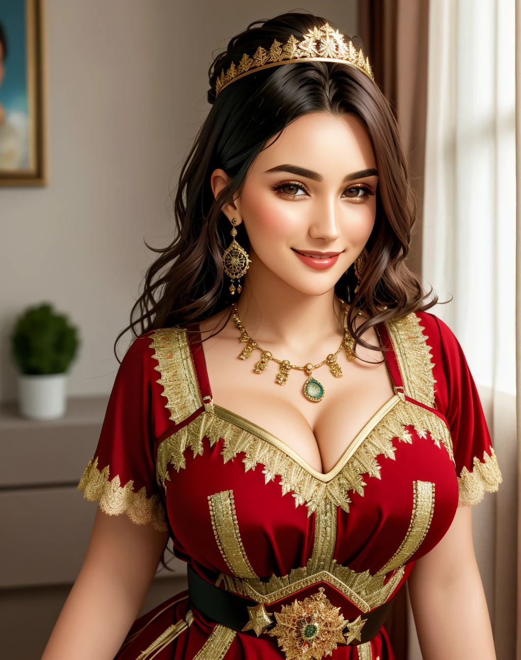 4K, Masterpiece, highres, absurdres, smiling,beautiful dark haired mod_woman, face focus , wearing a garterbelt, portrait, perfect mod_body, <lora:mod:0.75>, <lora:Garterbelt2:0.35>