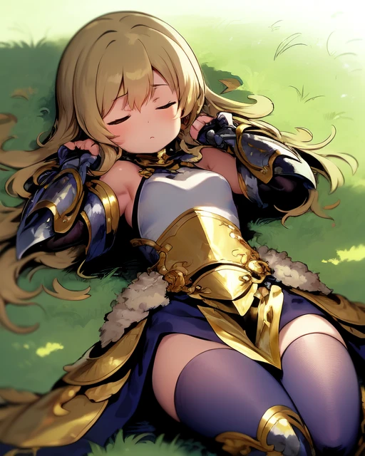 <lora:EtrianV2:1>
a paladin girl sleeping on a grassy knoll