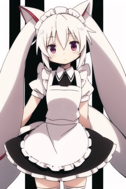 kyubey, maid, skirt, white_apron , white shirt, white sleeves ,