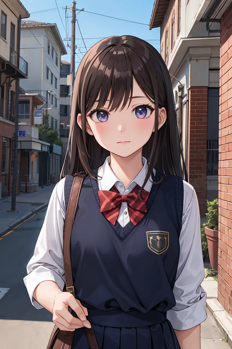 masterpiece, best quality, high resolution, extremely detailed, detailed background, cinematic lighting, 1girl, school uniform, outdoor