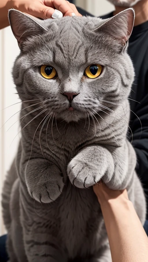 (photorealistic:1.4), official art, unity 8k wallpaper, ultra detailed, beautiful and aesthetic, masterpiece, best quality,
3d, animal, animal focus, yellow eyes, blurry, blurry background, blurry foreground, cat, chromatic aberration, closed mouth, depth of field, film grain, focused, looking at viewer, motion blur, open mouth,pov hands, (petting head:1.5), realistic, teeth, whiskers, Chartreux
<lora:Chartreux-v2:0.5>