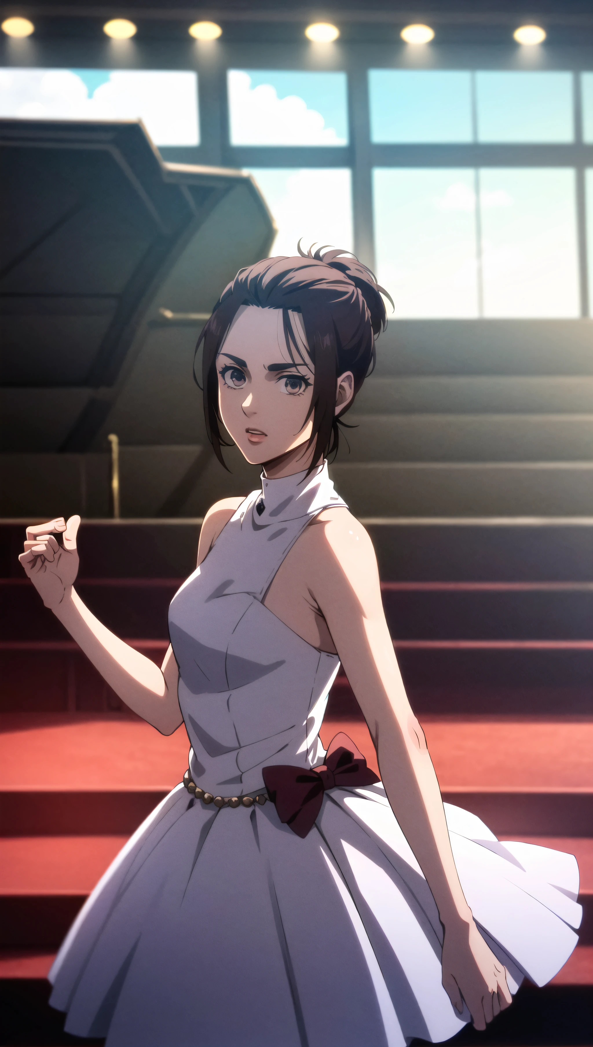 (cowboy shot), sfw, (masterpiece), (best quality:1.0), (ultra highres:1.0), detailed eyes
BREAK
<lora:GabiAOT:0.6> GabiAOT, looking at viewer, 1girl, standing on stage
Primaballerina_tutu, wearing a ballgown
BREAK
(stage, theater, indoors, gorgeous view)