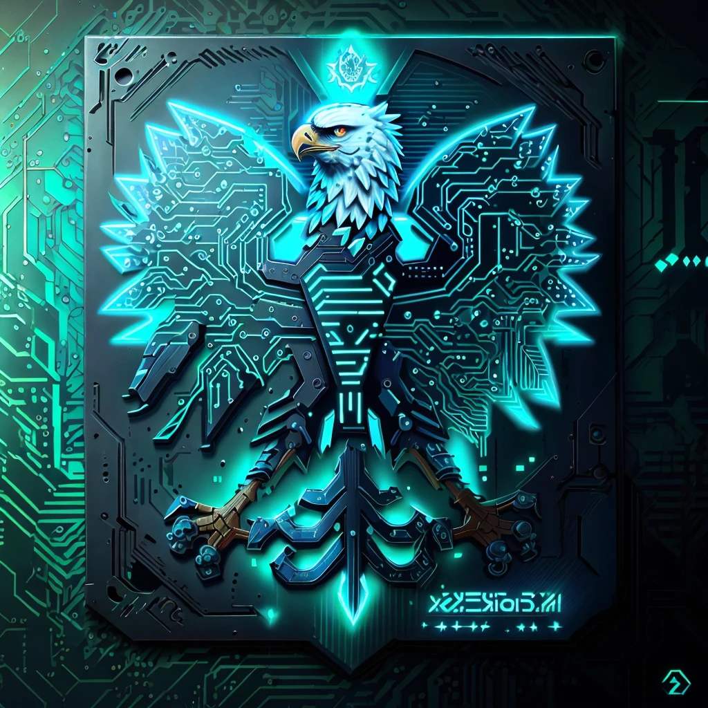 <lyco:FiveDecorsAIx3:0.8> CIRCUITBOARDAI shield with eagle crest