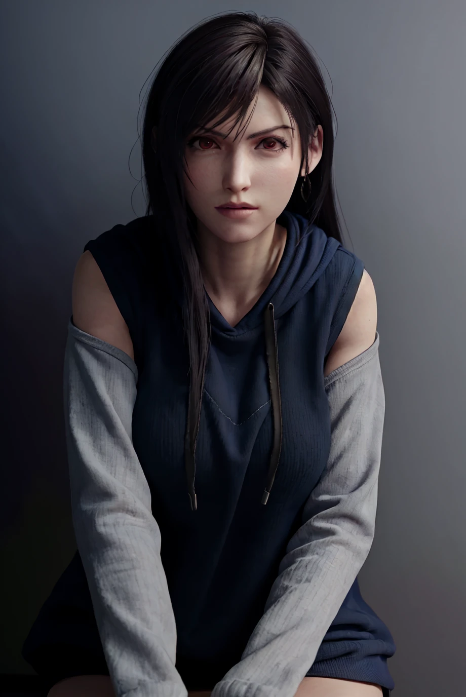 (sfw:1.2),best quality, (masterpiece:1.5),(ultra-detailed), (high quality:1.3), (high resolution),sfw,realistic,
angry, tifa lockhart, 1girl, solo,sitting, upper body,
<lora:oversized_sweater:0.6>oversized_hoodie