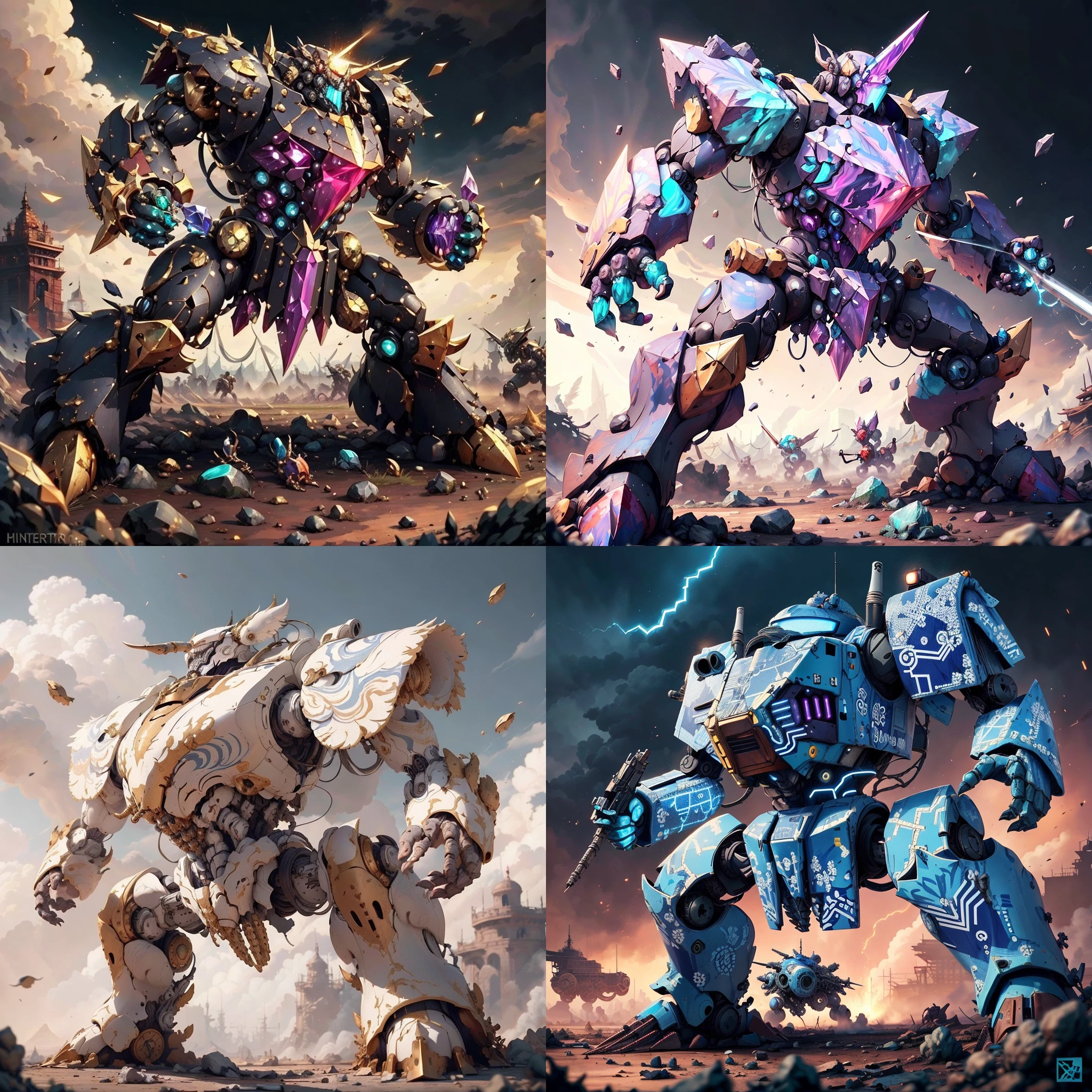 <lyco:FiveDecorsAIx3:0.8> ebonygoldai ,gemstoneai battle mech