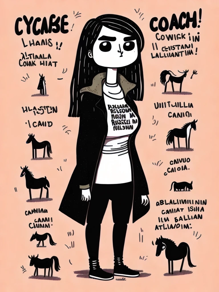 <lora:GemmaCorrell:1>Russian black Arab horse became an yoga badass coach, by Gemma Correll