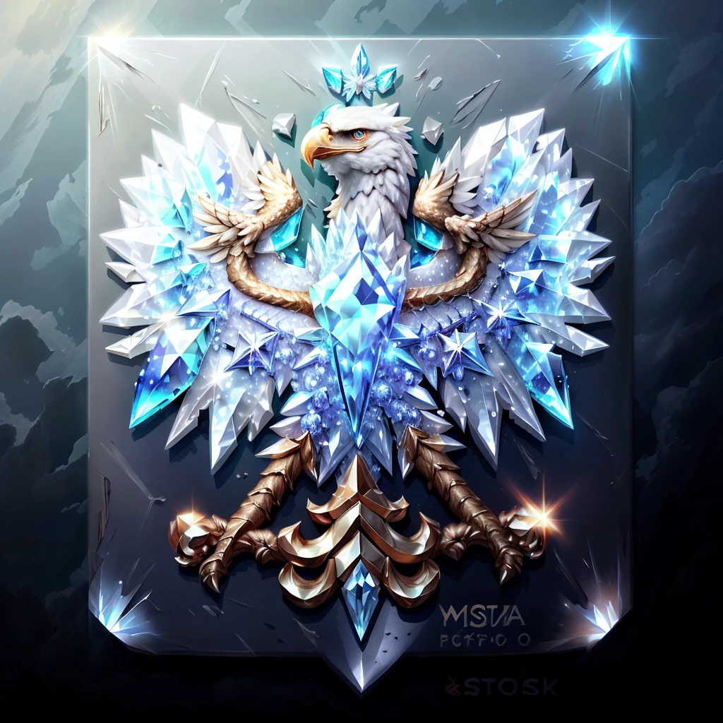<lyco:FiveDecorsAIx3:0.8> CRYSTALLINEAI shield with eagle crest