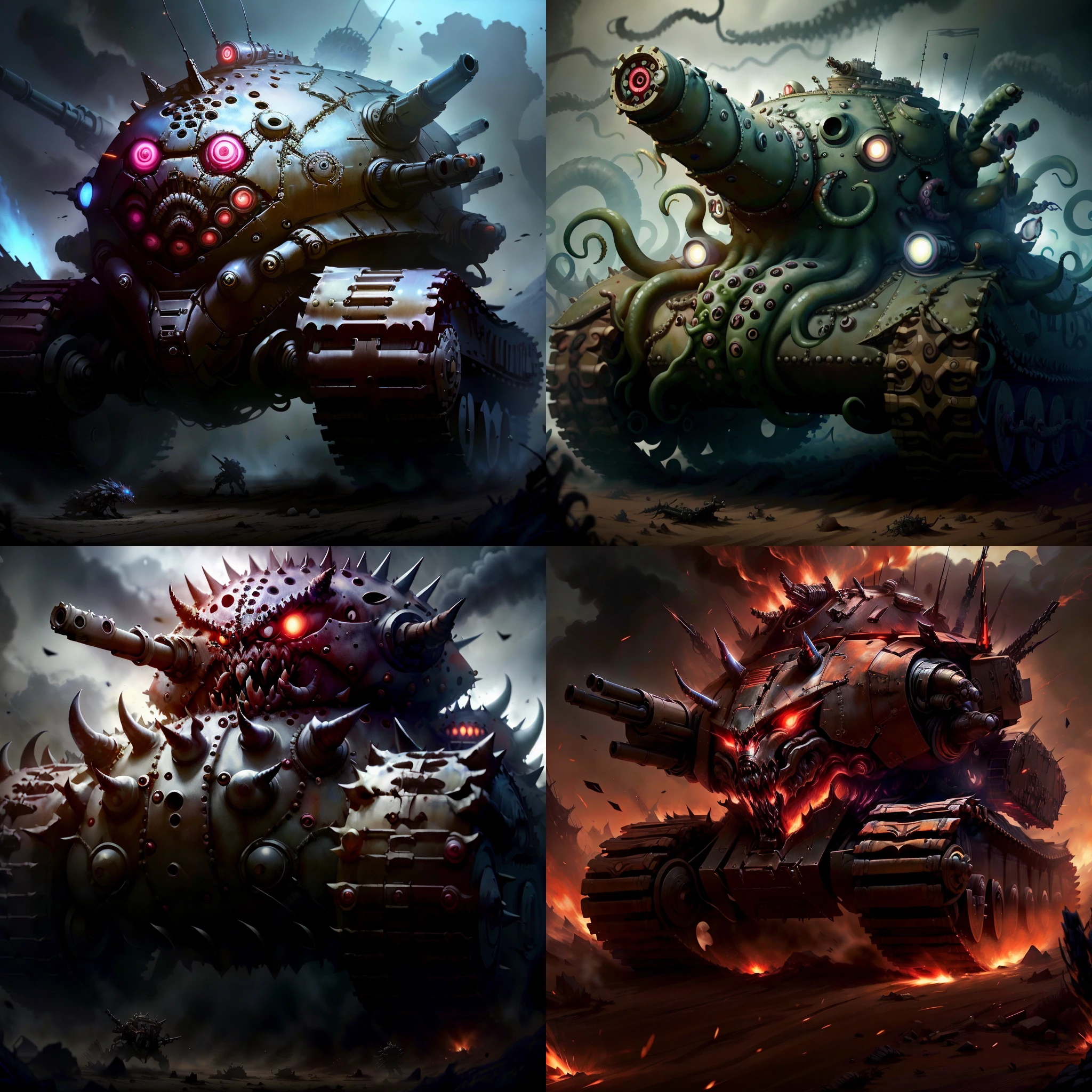 <lyco:HorrorBundleAI:0.9> NightmarishAI ,TrypophobiaAI battle tank
