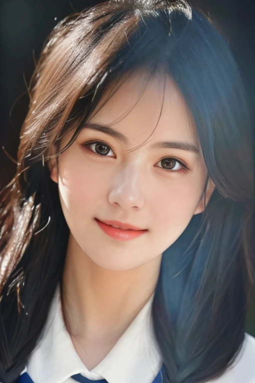 from side <lora:faceA-05:0.8><lora:FilmG2:0.6>
fashion photography portrait of 1girl , smile, (looking at viewer:1.2), school uniform,
soft light, rim light, beautiful shadow, low key, (photorealistic, raw photo:1.2), (natural skin texture, realistic eye and face details), hyperrealism, ultra high res, 4K, Best quality, masterpiece, (cleavage:0.8), in the dark