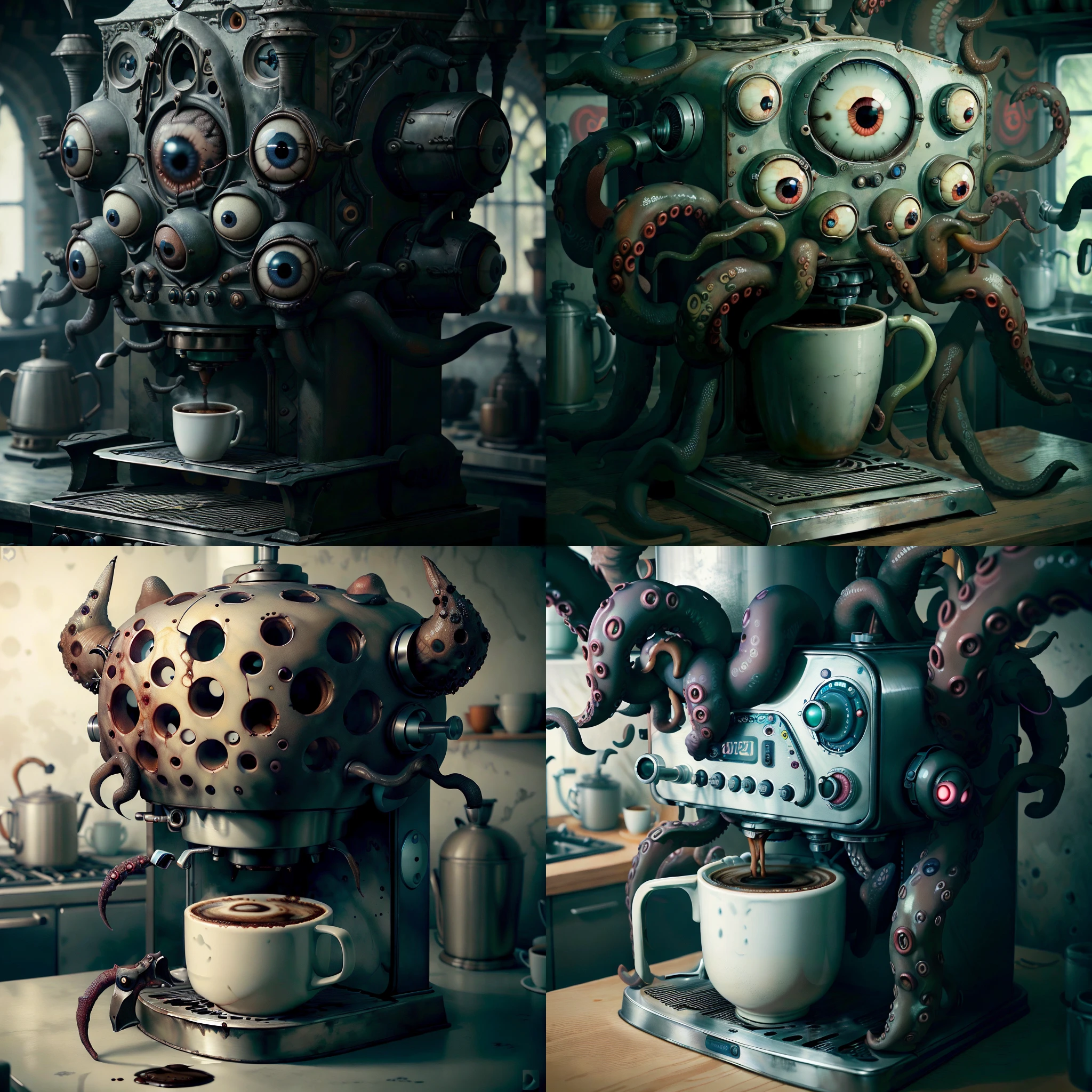 <lyco:HorrorBundleAI:0.9> ManyEyedHorrorAI ,gothichorrorAI coffee machine