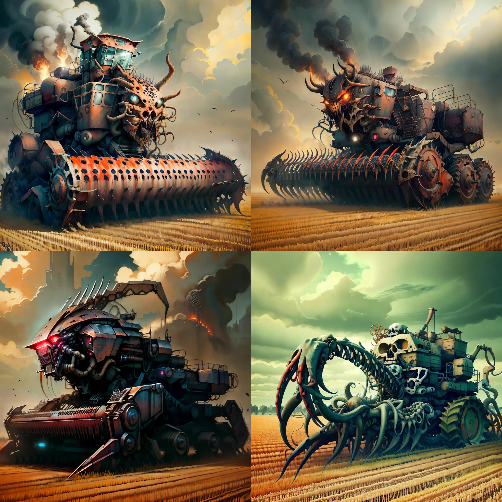 <lyco:HorrorBundleAI:0.9> TrypophobiaAI ,1nf3rnalAI combine harvester