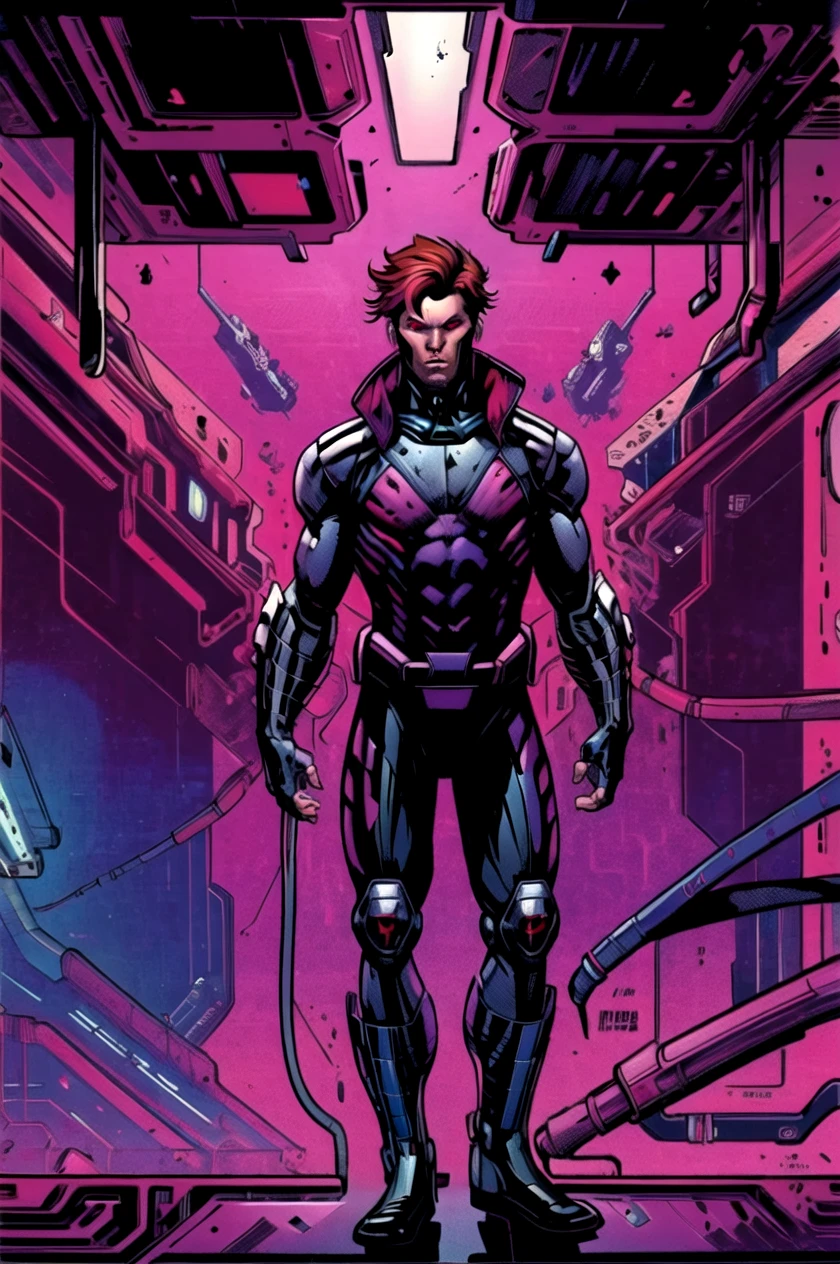 (masterpiece, best illustration, extreme light and shadow), 1boy, solo, transgender male, flat chest, red hair, green hair, purple eyes, two tone hair, depth of field, standing in a spaceship, (cyberpunk:1.2), (lens flare, light leak, prismastic), close up, (sci-fi:1.5), shiny skin, (sidelighting), (volumetric lighting) <lora:RemyLebeau:1>