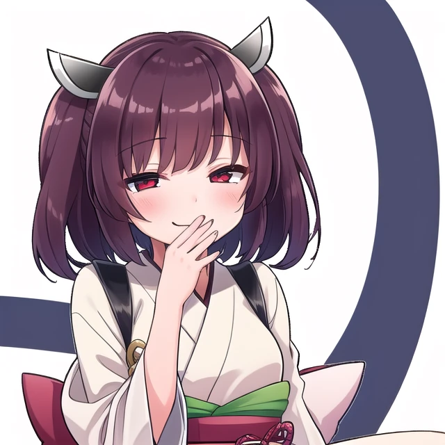 1girl, smug, touhoku kiritan, two-side up, white kimono, red eyes, best quality, short hair, hand to own face, covering mouth
<lora:smug-07:1> <lora:kiritan_merge:0.75>