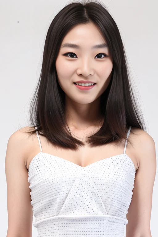 Anya01 and <lyco:Anya01V10:0.7>,(A young 20 year old Chinese woman in a beautifully designed dress),(Detailed face),She looks at the camera with a natural smile,she has symmetrical eyes.(aegyo sal),she has pale skin,black long hair,(upper body,standing),(cleavage visible),small breasts,(Her hands hang down naturally),(Detailed skin texture, detailed skin pores), high skin detail,(photorealistic,Realistic,masterpiece, best quality),raw photo,(simple background:1.2),(White background:1.2),indoor,