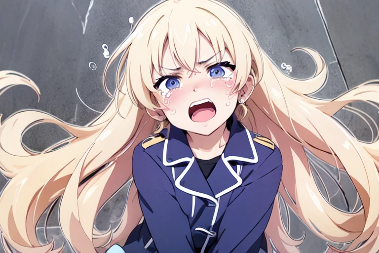 masterpiece,(high quality, best quality:1.2),(white_outline vector trace graphics:1.2), (megami_magazine:1.2), tears, (angry:1), (realistic_nose:-1)
