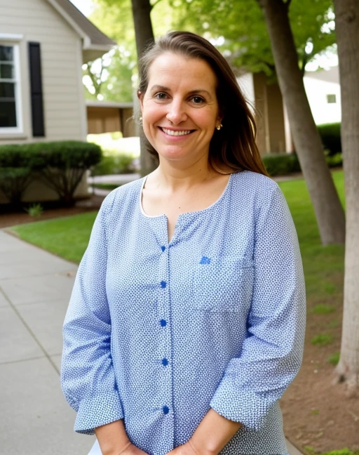 woman at neighbor wearing homewear