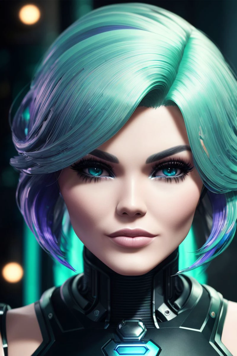 a photo of a beautiful S046_KalinkaFox, as a (futuristic-hairdresser :1.3), (cyberpunk-style:1.2), (8k, RAW photo, best quality, ultra high res, photorealistic, masterpiece, ultra-detailed, Unreal Engine)