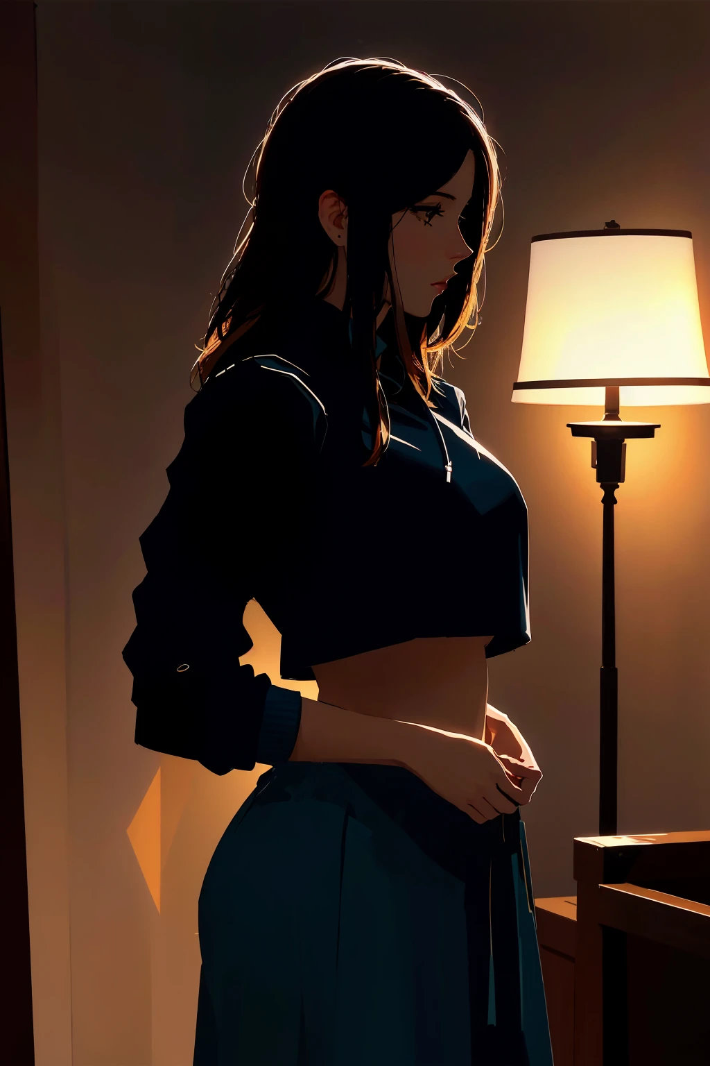 woman, cropped-fc, <lora:cropped-fc-v2:1>, dark, rim lighting, two tone lighting, dimly lit, low key, ,<lora:epi_noiseoffset2:1>