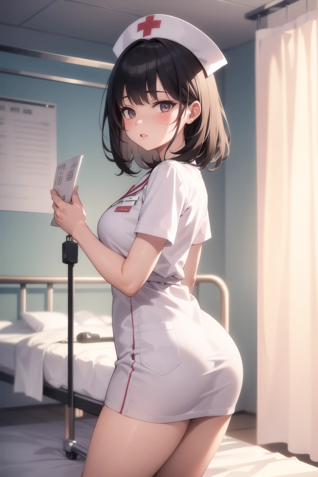 <lora:infirmary_v0.1:1>
infirmary, curtains, 1girl, nurse,, masterpiece, best quality, highly detailed