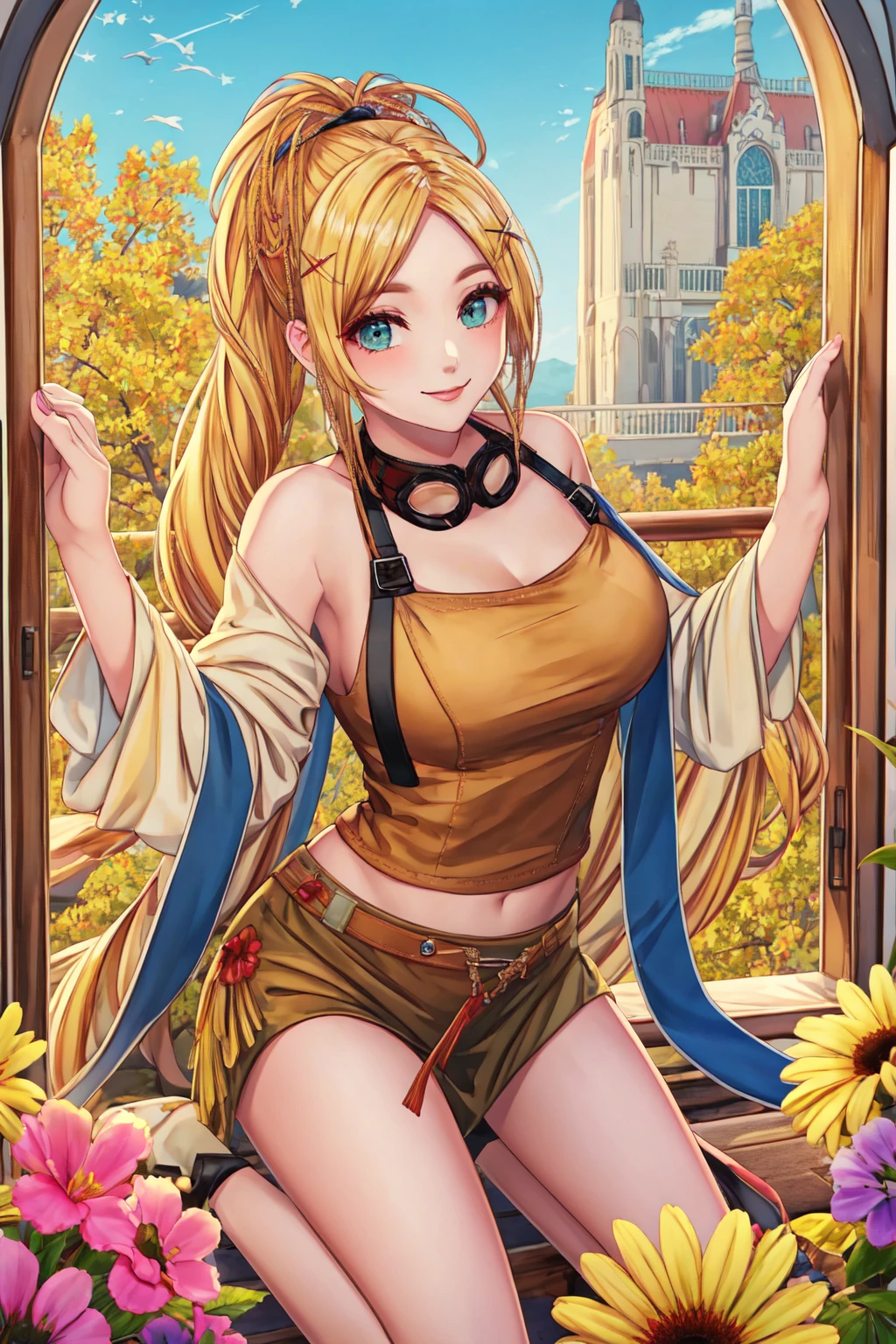 Highly detailed, High Quality, Masterpiece, beautiful, 1girl, RikkuX, <lora:Rikku:0.8>, blonde hair, light smile, torino aqua, <lora:Style_TorinoAqua:0.6>