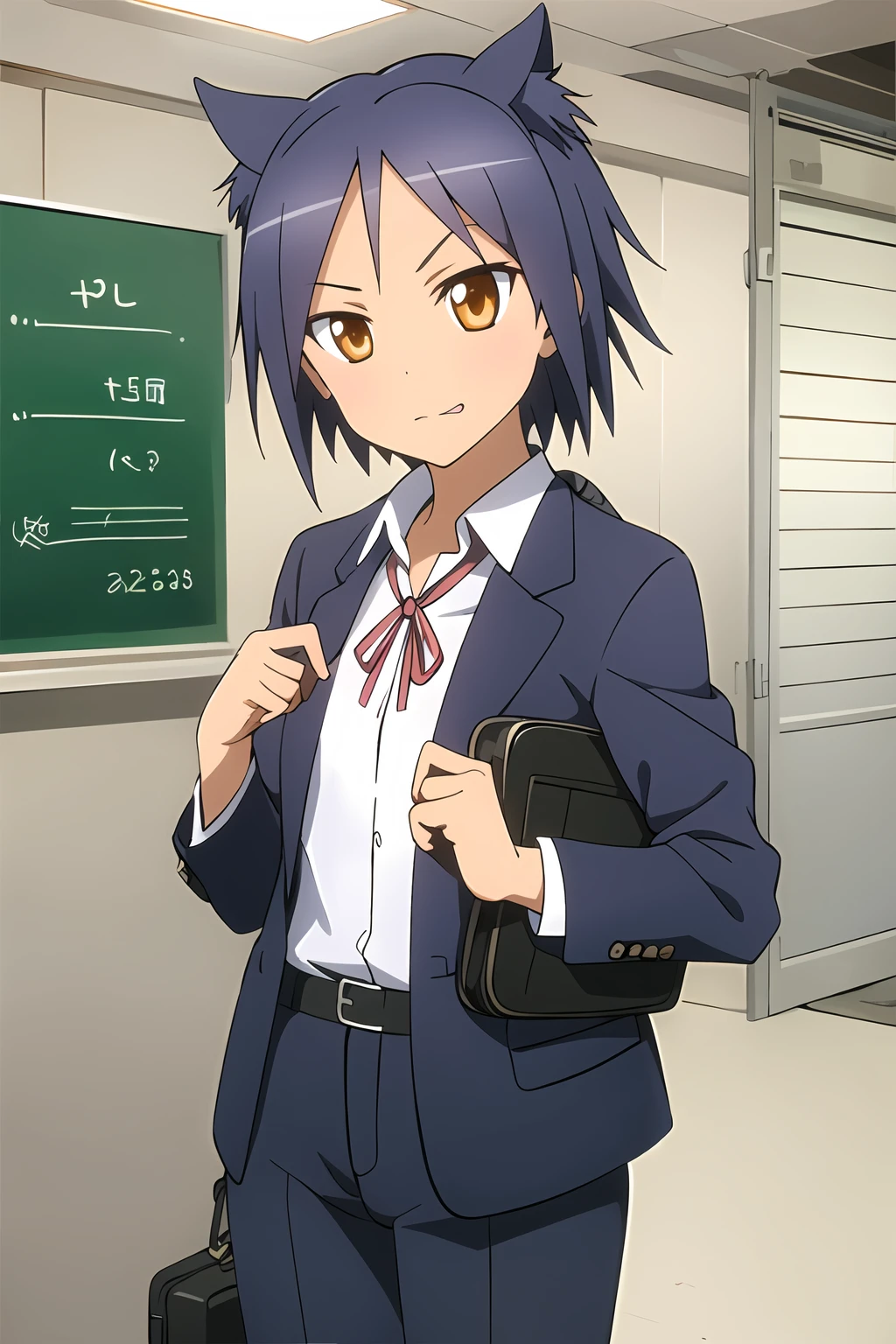 masterpiece, 1girl, galil ar \(upotte!!\), business suit, briefcase, sunglasses