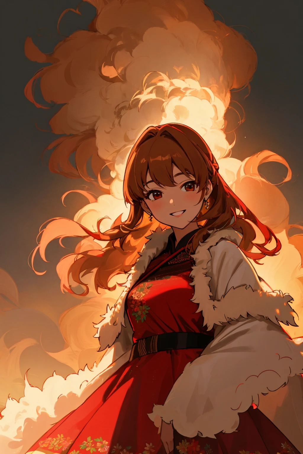 4K, Masterpiece, highres, absurdres,natural volumetric lighting and best shadows, smiling,
black, red, blonde, brown haired woman,
nuisette, fur , a woman wearing a nuisette, floral embroidery,
dress focus,
<lora:edgNuisette:0.77>
