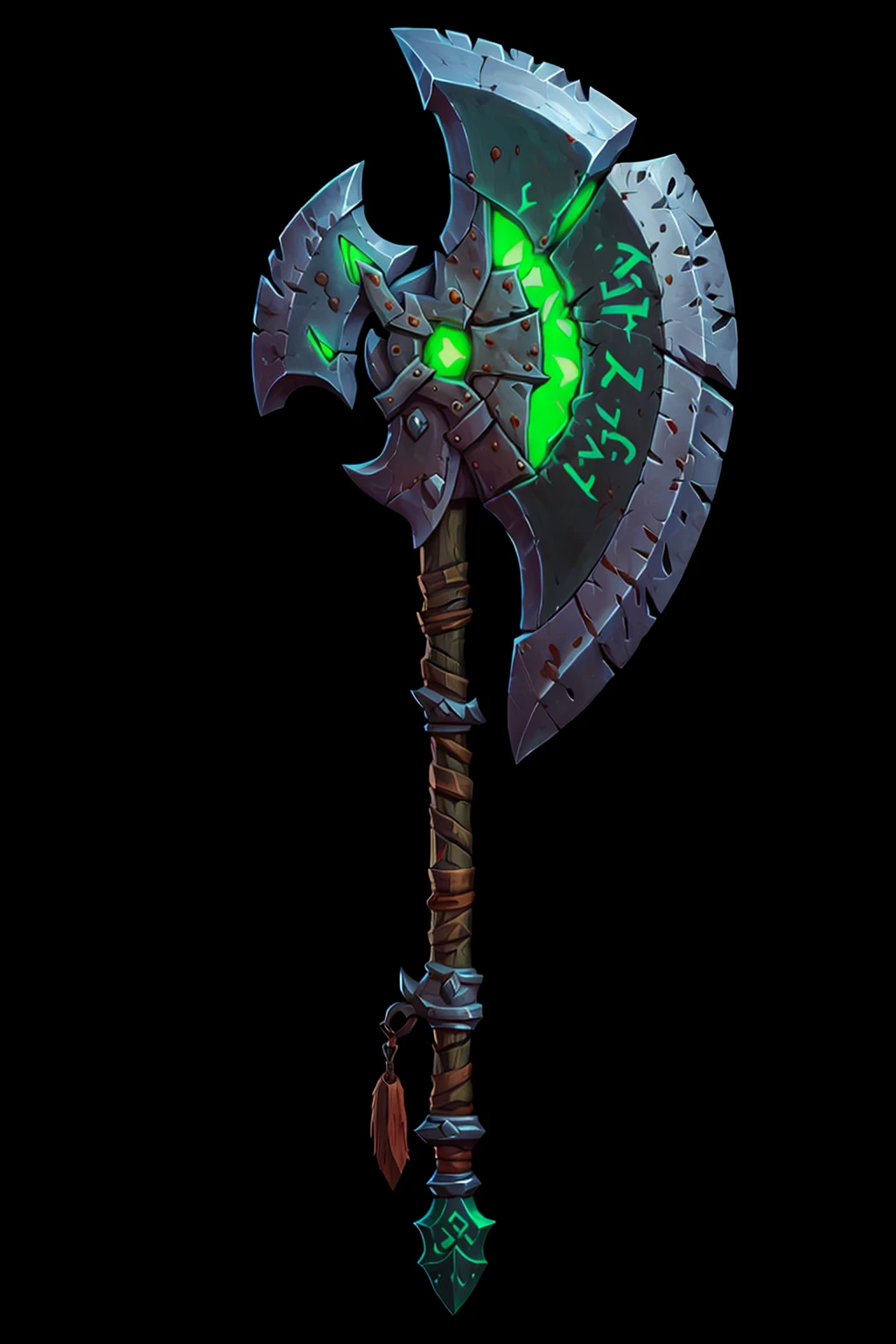 Game Art of battle axe in Painting Comix art style, <lora:Pecha_Swords_LORA_V1.4-000007:0.8>, best quality, Trending on Artstation, masterpiece, poisoned green