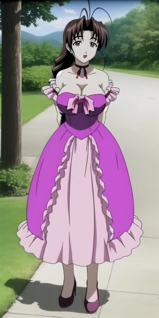 masterpiece, best_quality, highres, <lora:LHMutsumiOtohime:0.7> LHMutsumiOtohime, solo, standing, large_breasts, PurplePartyDress